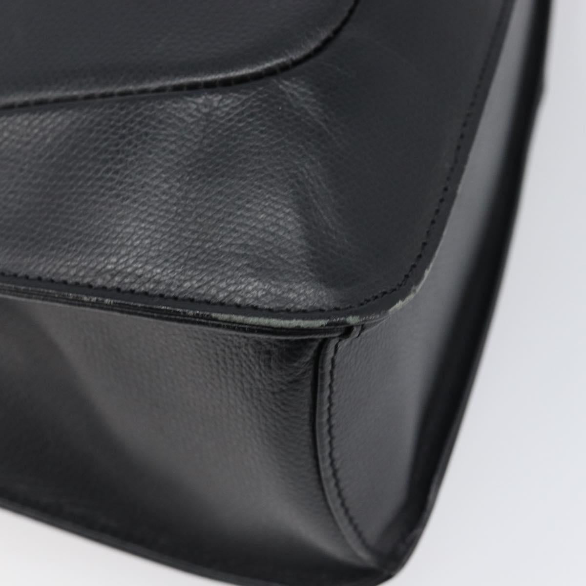 GIVENCHY Hand Bag Leather Black Gold Auth hk4043A