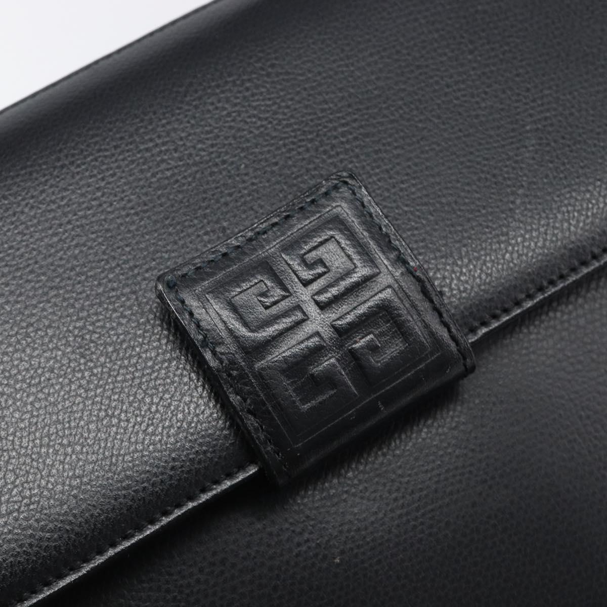 GIVENCHY Hand Bag Leather Black Gold Auth hk4043A