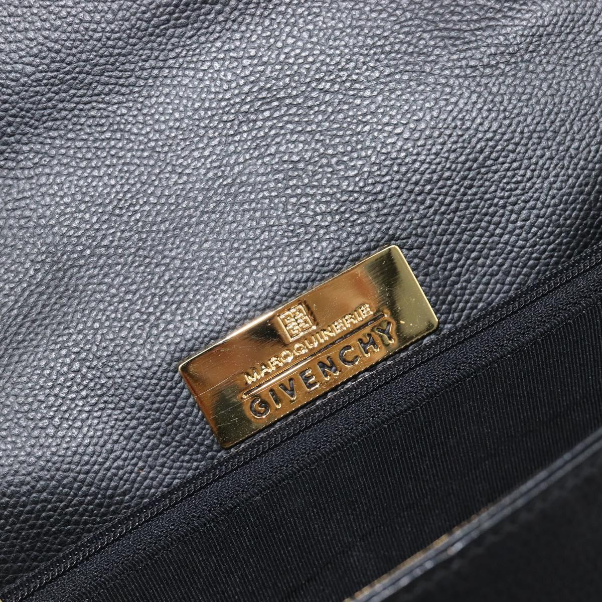 GIVENCHY Hand Bag Leather Black Gold Auth hk4043A