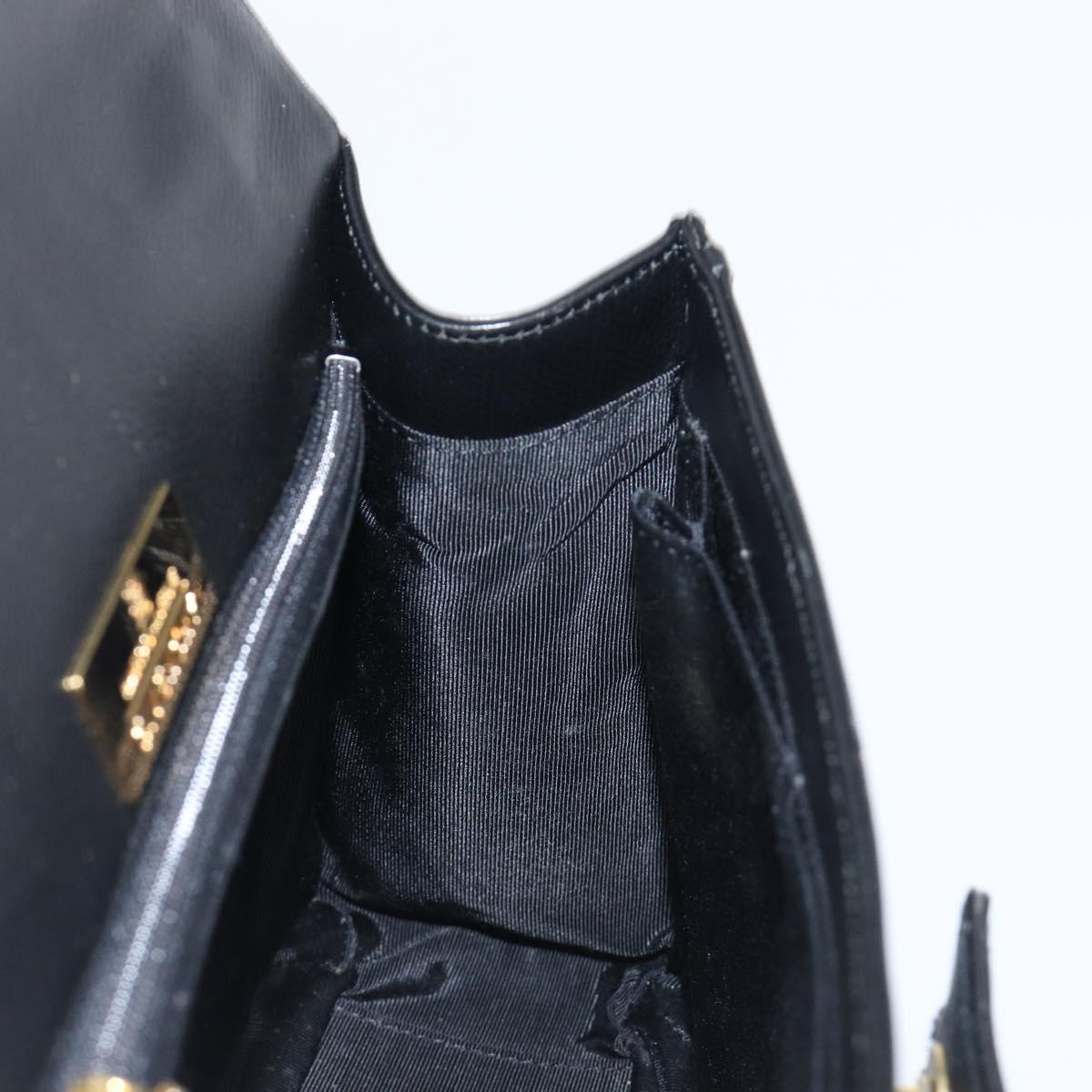 GIVENCHY Hand Bag Leather Black Gold Auth hk4043A