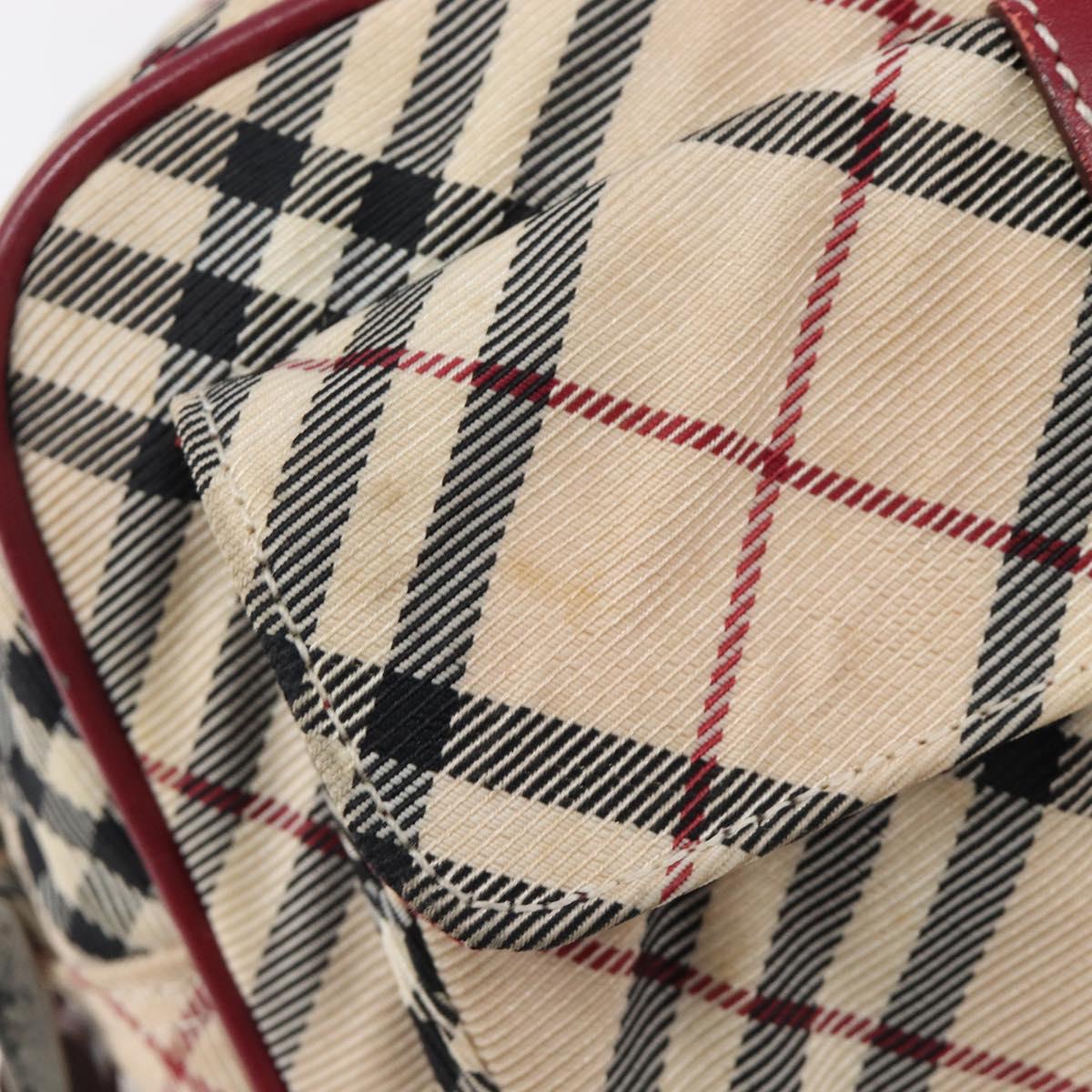 BURBERRY Nova Check Blue Label Shoulder Bag Canvas Beige Silver Auth hk4046