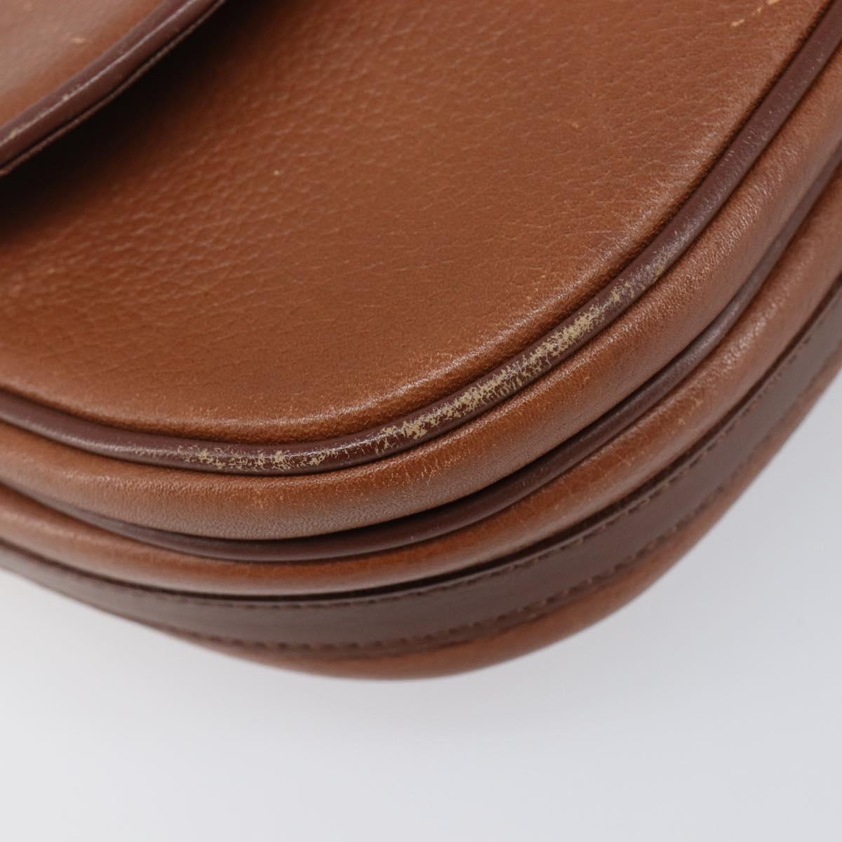 Burberrys Shoulder Bag Leather Brown Gold Auth hk4047
