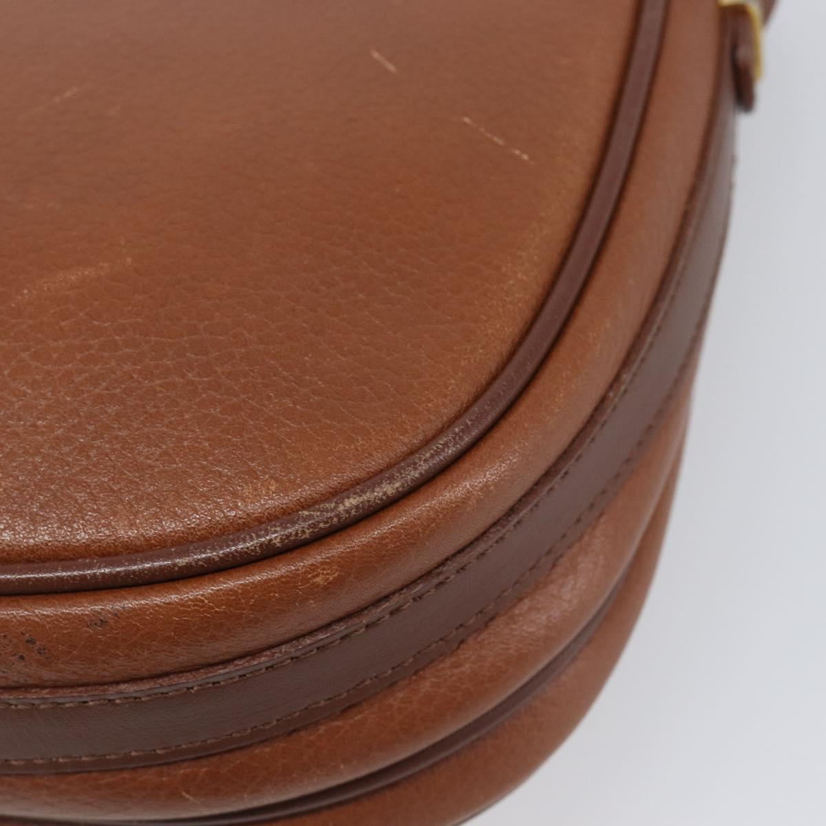 Burberrys Shoulder Bag Leather Brown Gold Auth hk4047