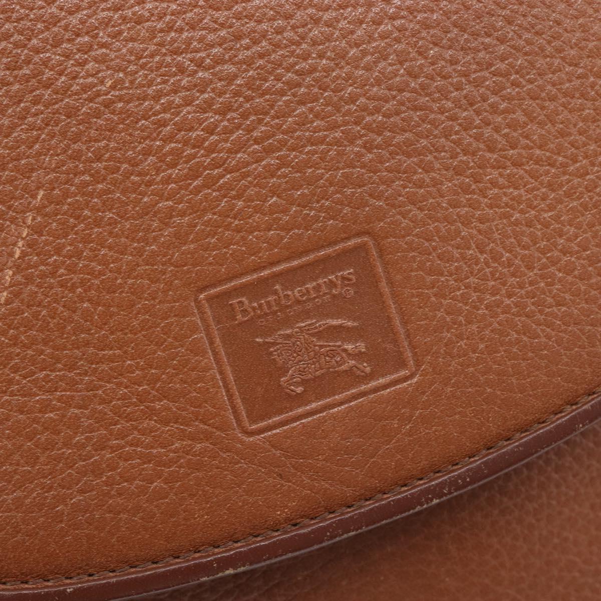 Burberrys Shoulder Bag Leather Brown Gold Auth hk4047