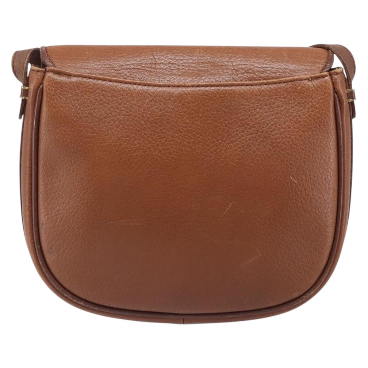 Burberrys Shoulder Bag Leather Brown Gold Auth hk4047