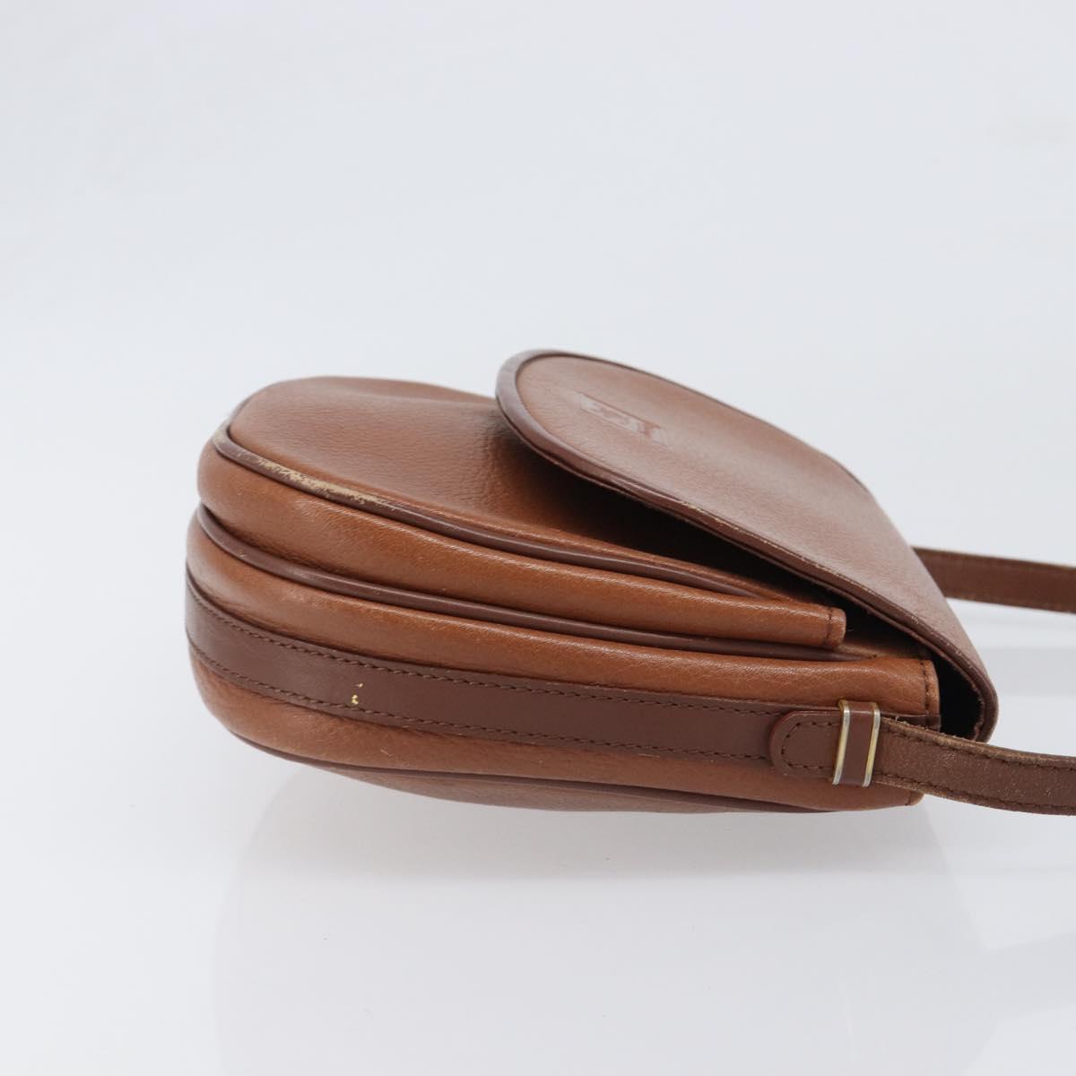 Burberrys Shoulder Bag Leather Brown Gold Auth hk4047