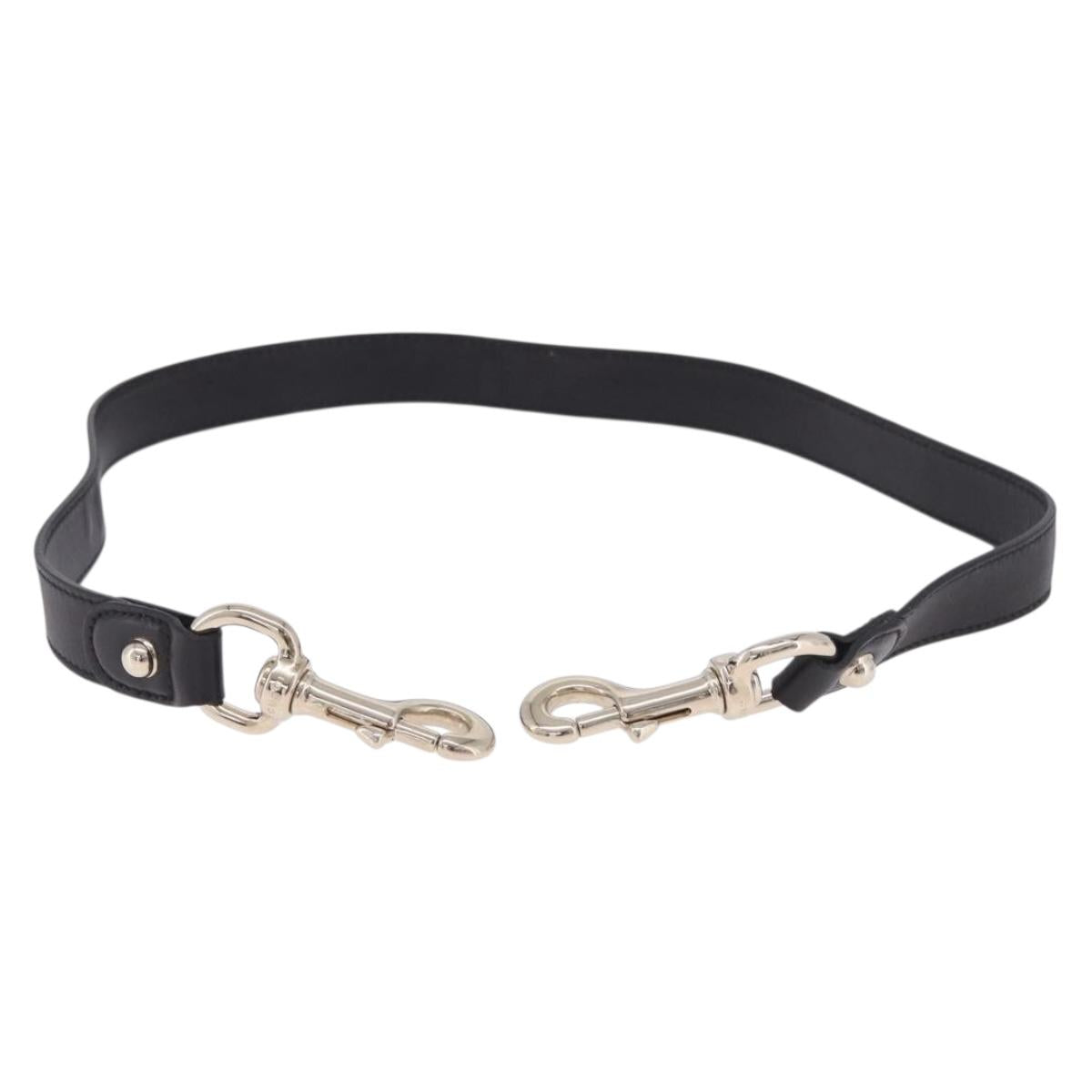 GUCCI Shoulder Strap Leather 33.5"" Black Gold Auth hk4048