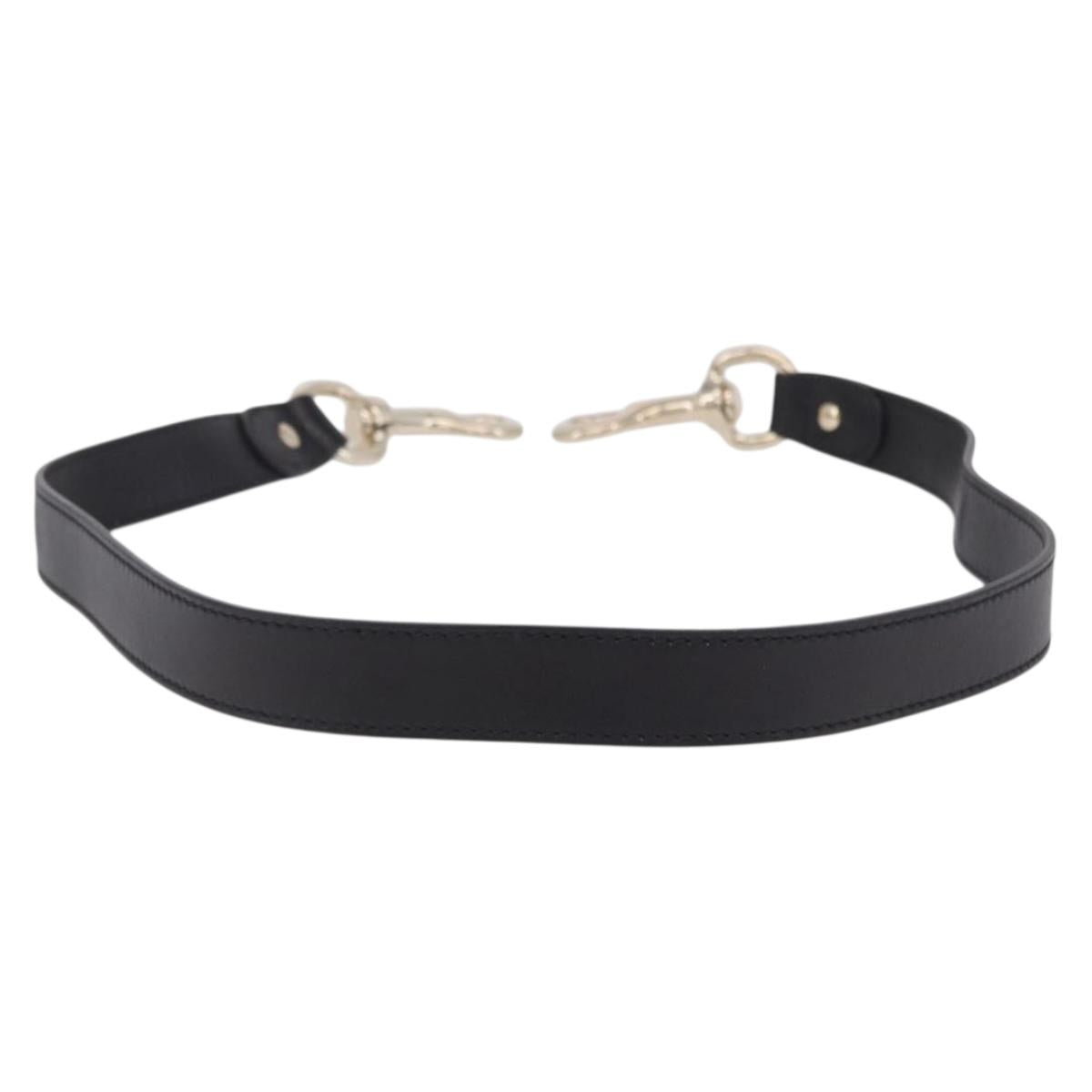 GUCCI Shoulder Strap Leather 33.5"" Black Gold Auth hk4048