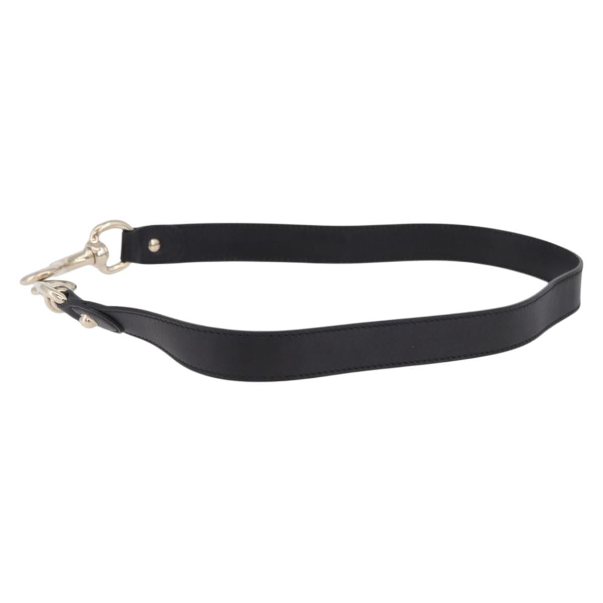 GUCCI Shoulder Strap Leather 33.5"" Black Gold Auth hk4048