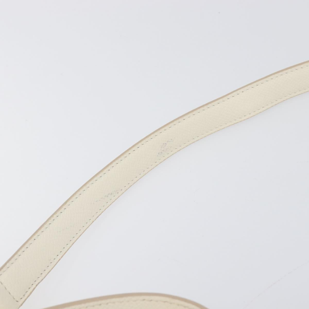 CELINE Small Belt Hand Bag Leather 2way White Gold Auth hk4050V