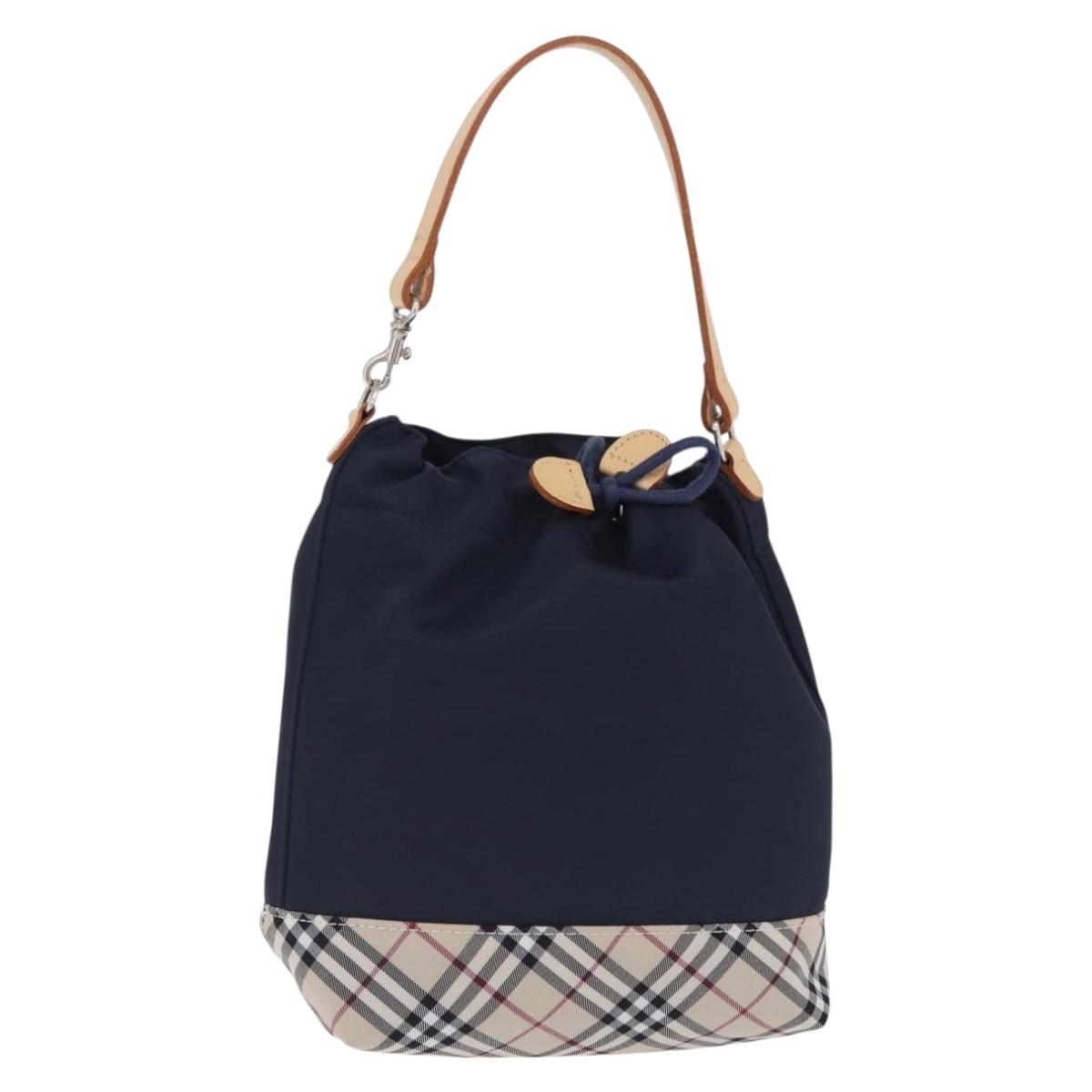 BURBERRY Hand Bag Nylon Navy Silver Auth hk4051A