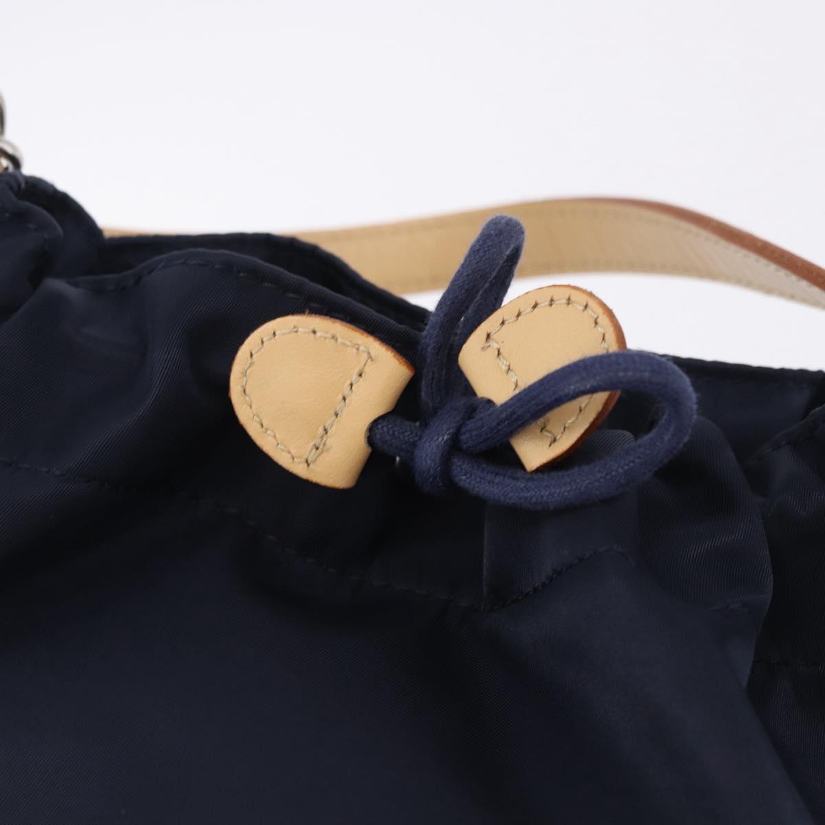 BURBERRY Hand Bag Nylon Navy Silver Auth hk4051A