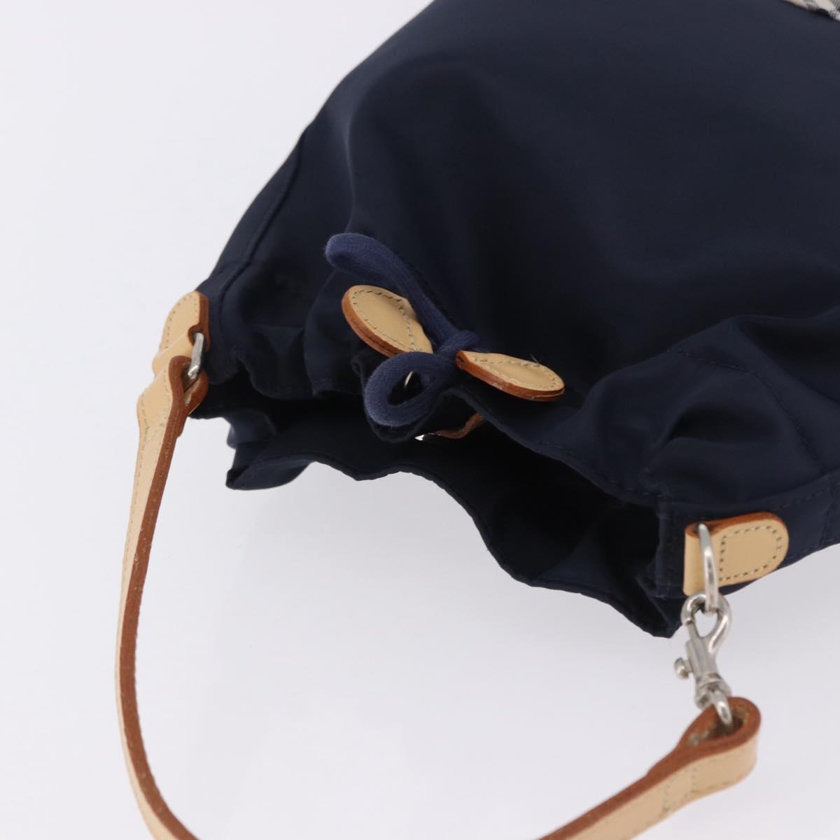 BURBERRY Hand Bag Nylon Navy Silver Auth hk4051A