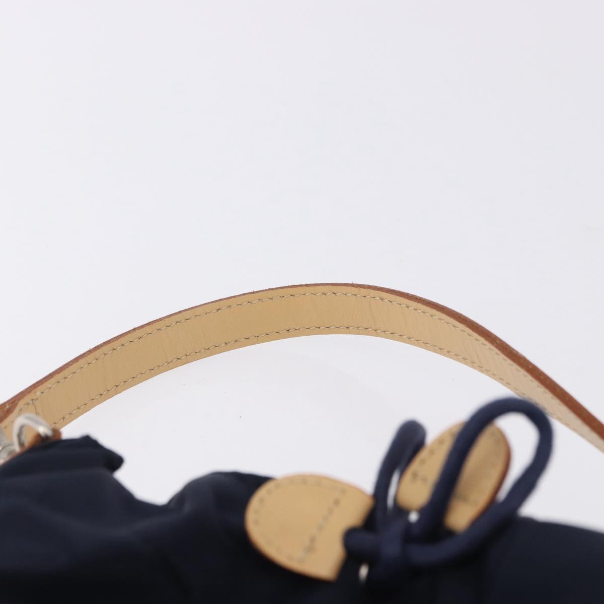 BURBERRY Hand Bag Nylon Navy Silver Auth hk4051A