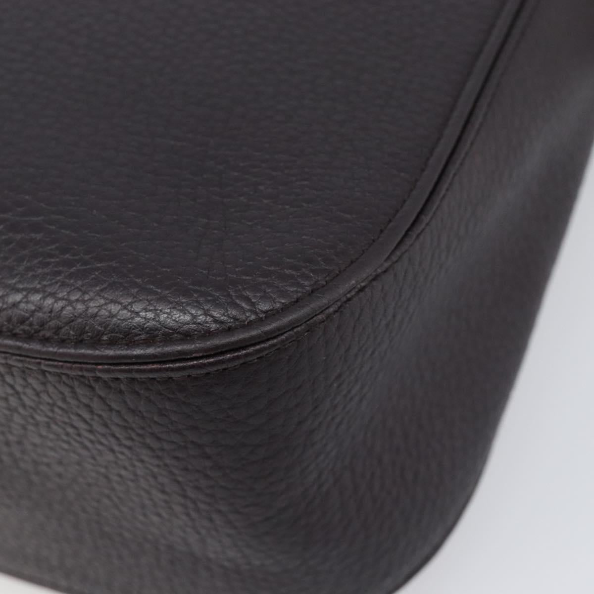 SAINT LAURENT Tote Bag Leather Dark Brown Silver Auth hk4053