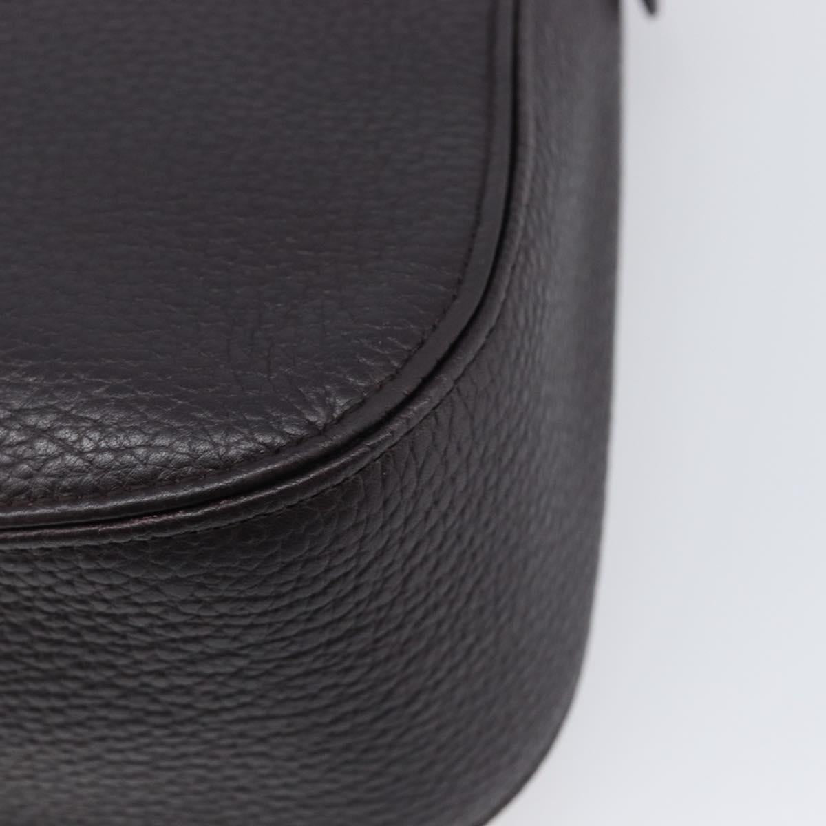 SAINT LAURENT Tote Bag Leather Dark Brown Silver Auth hk4053