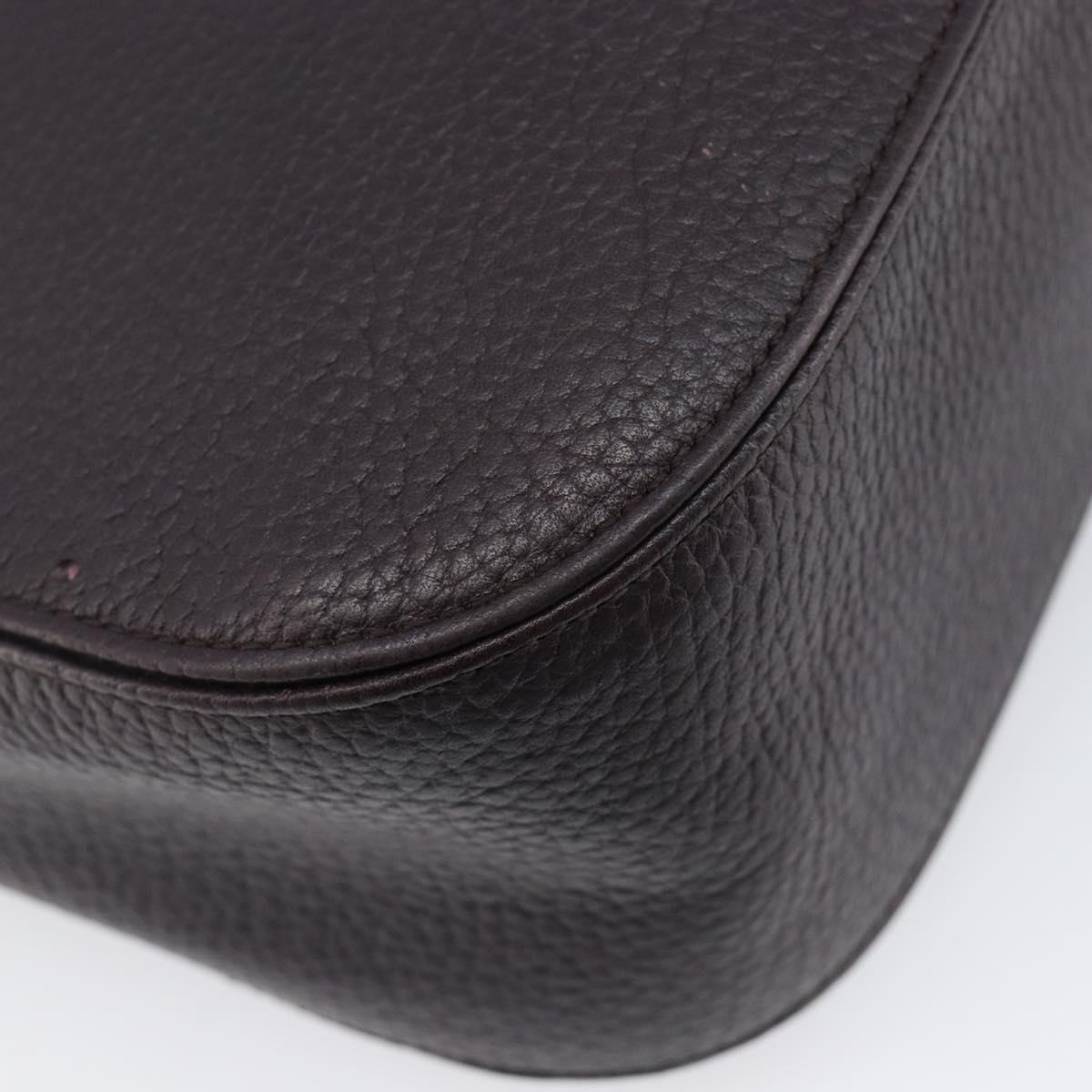 SAINT LAURENT Tote Bag Leather Dark Brown Silver Auth hk4053