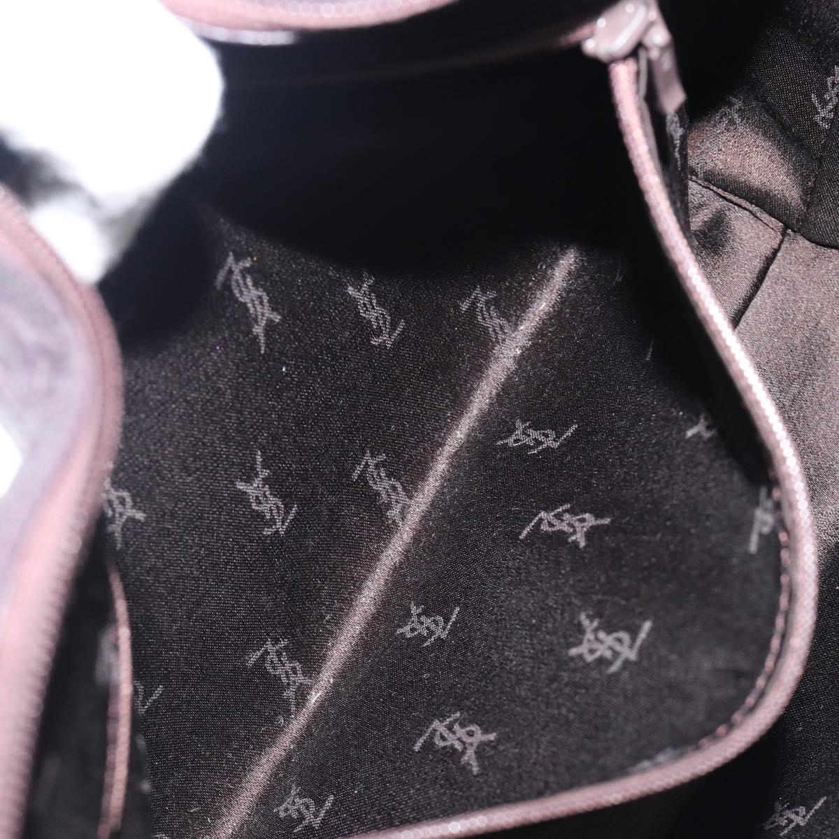 SAINT LAURENT Tote Bag Leather Dark Brown Silver Auth hk4053