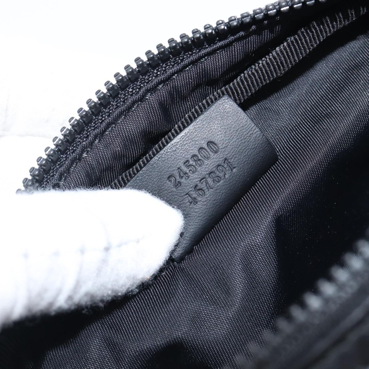 GUCCI GG Canvas Guccissima WebSherry Line Pouch Black Silver 245800 Auth hk4054