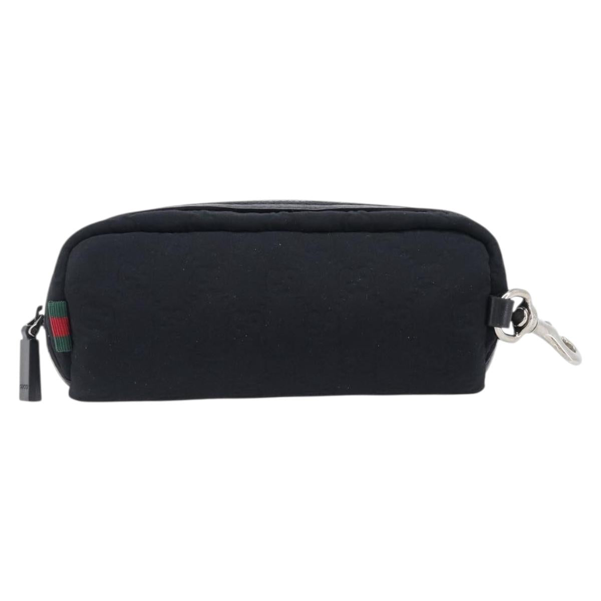 GUCCI GG Canvas Guccissima WebSherry Line Pouch Black Silver 245800 Auth hk4054