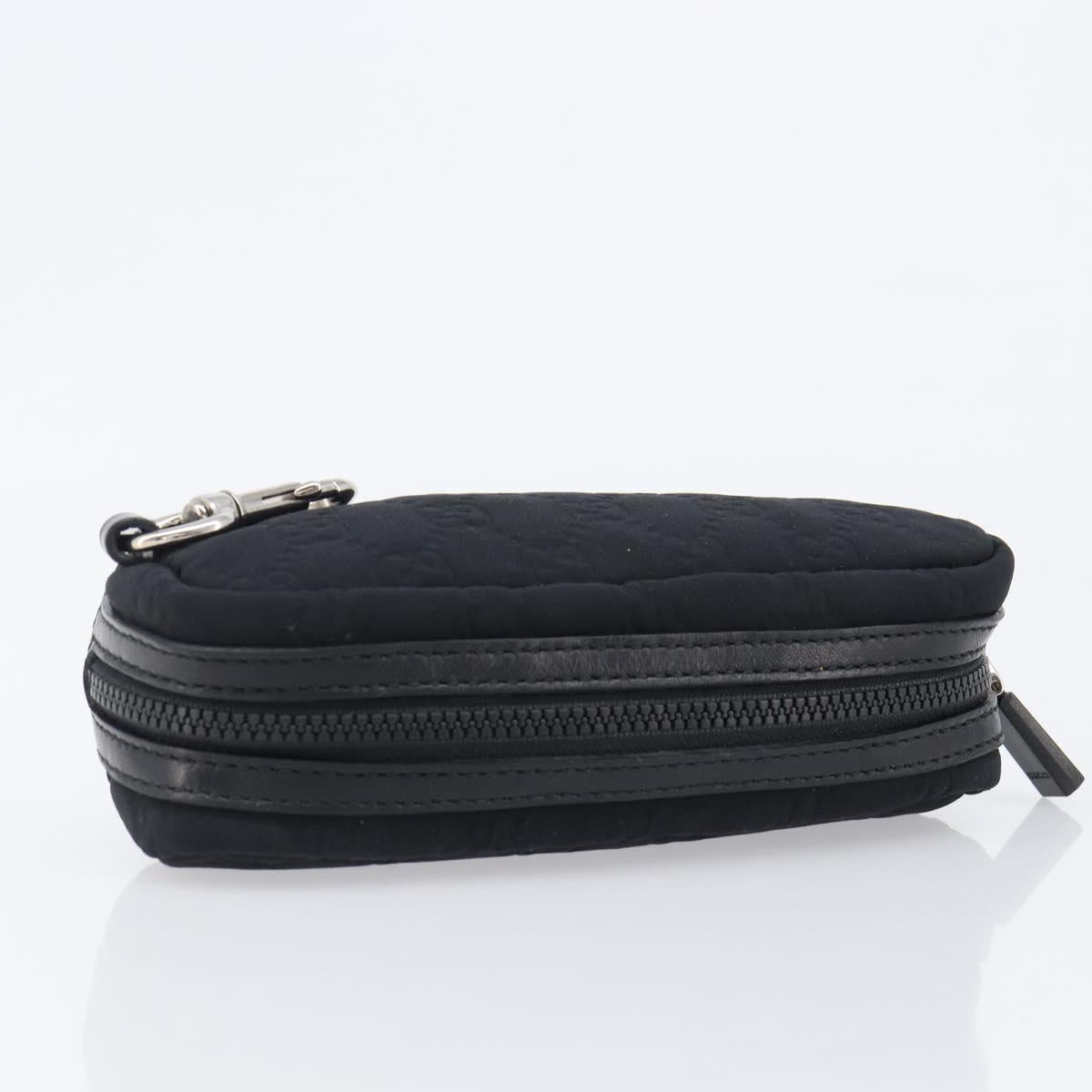 GUCCI GG Canvas Guccissima WebSherry Line Pouch Black Silver 245800 Auth hk4054