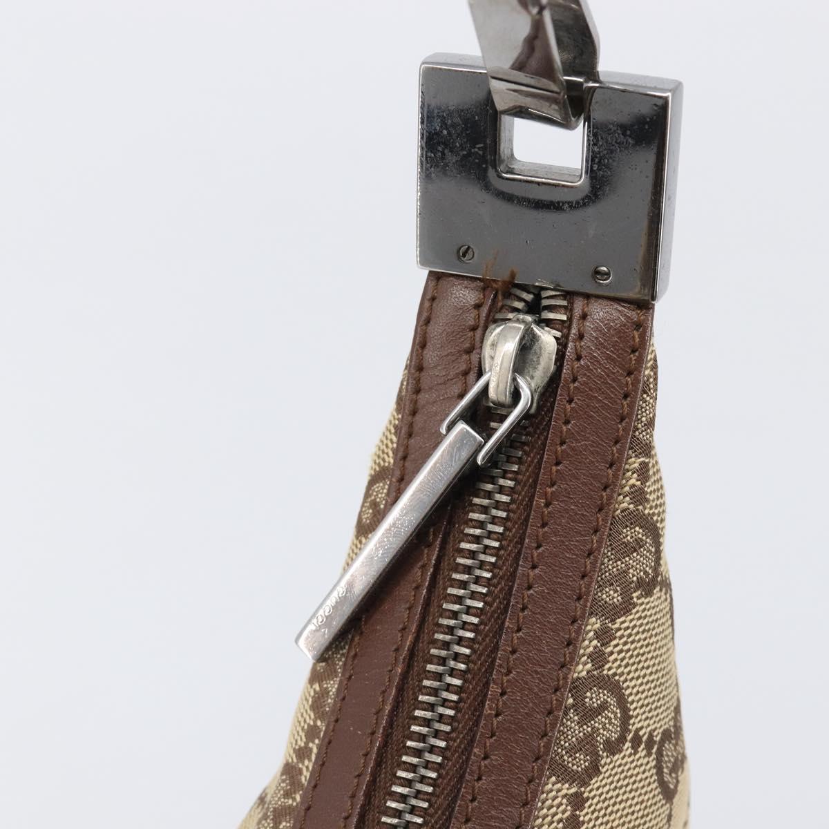 GUCCI GG Canvas Shoulder Bag Beige Silver 001 3814 Auth hk4055