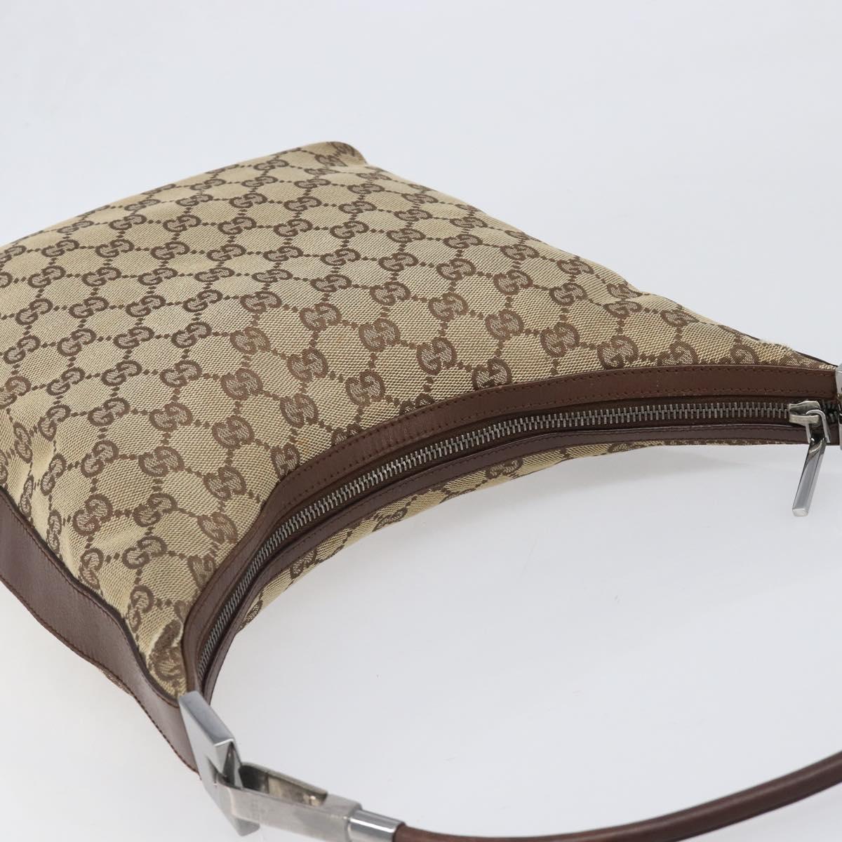 GUCCI GG Canvas Shoulder Bag Beige Silver 001 3814 Auth hk4055