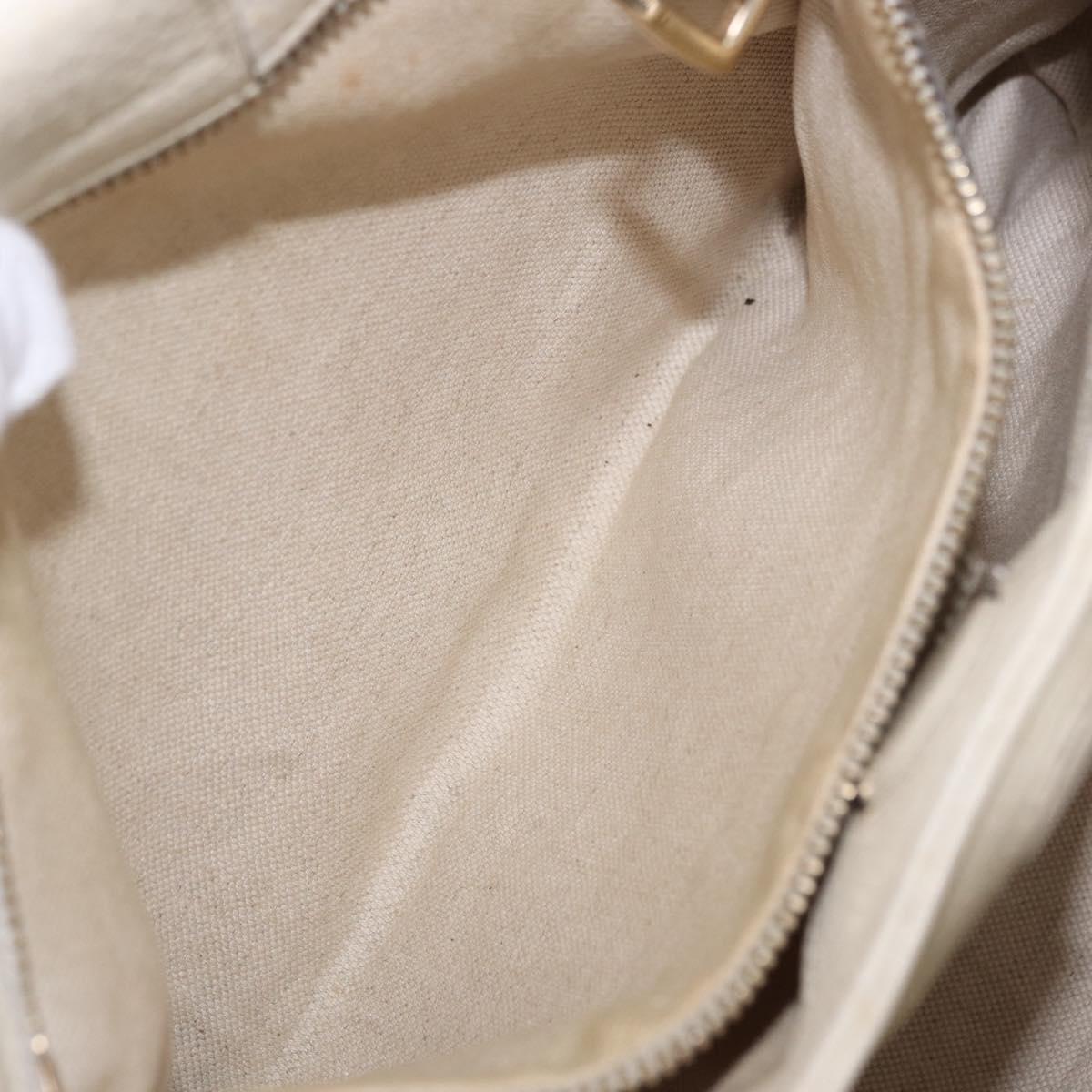 GUCCI Bamboo Hand Bag Leather White Gold 336032 Auth hk4056