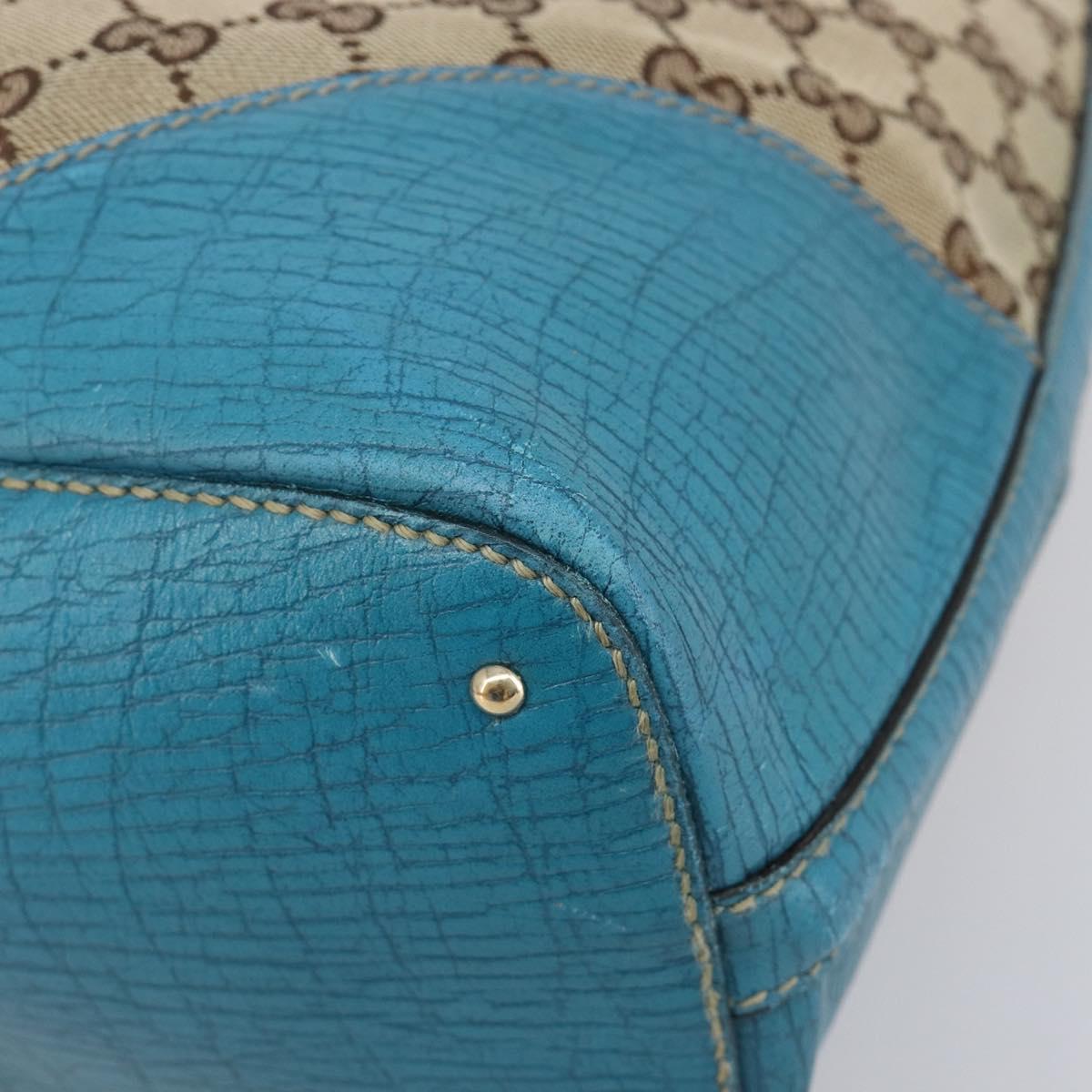 GUCCI GG Canvas Sherry Line Horsebit Tote Bag Beige Gold 137385 Auth hk4057A