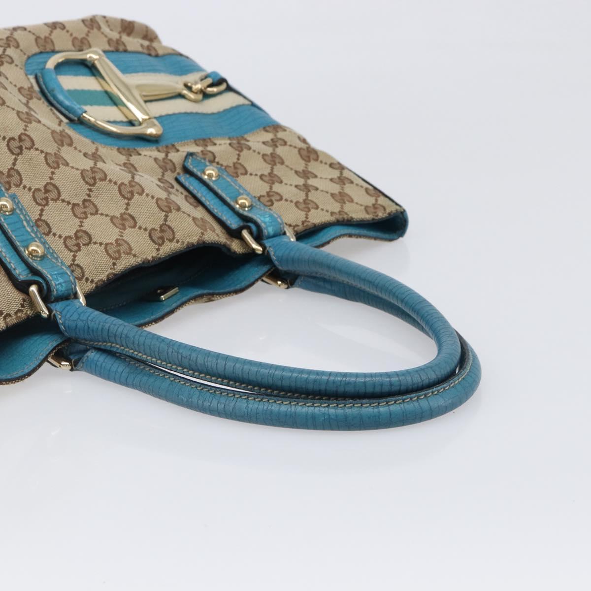 GUCCI GG Canvas Sherry Line Horsebit Tote Bag Beige Gold 137385 Auth hk4057A