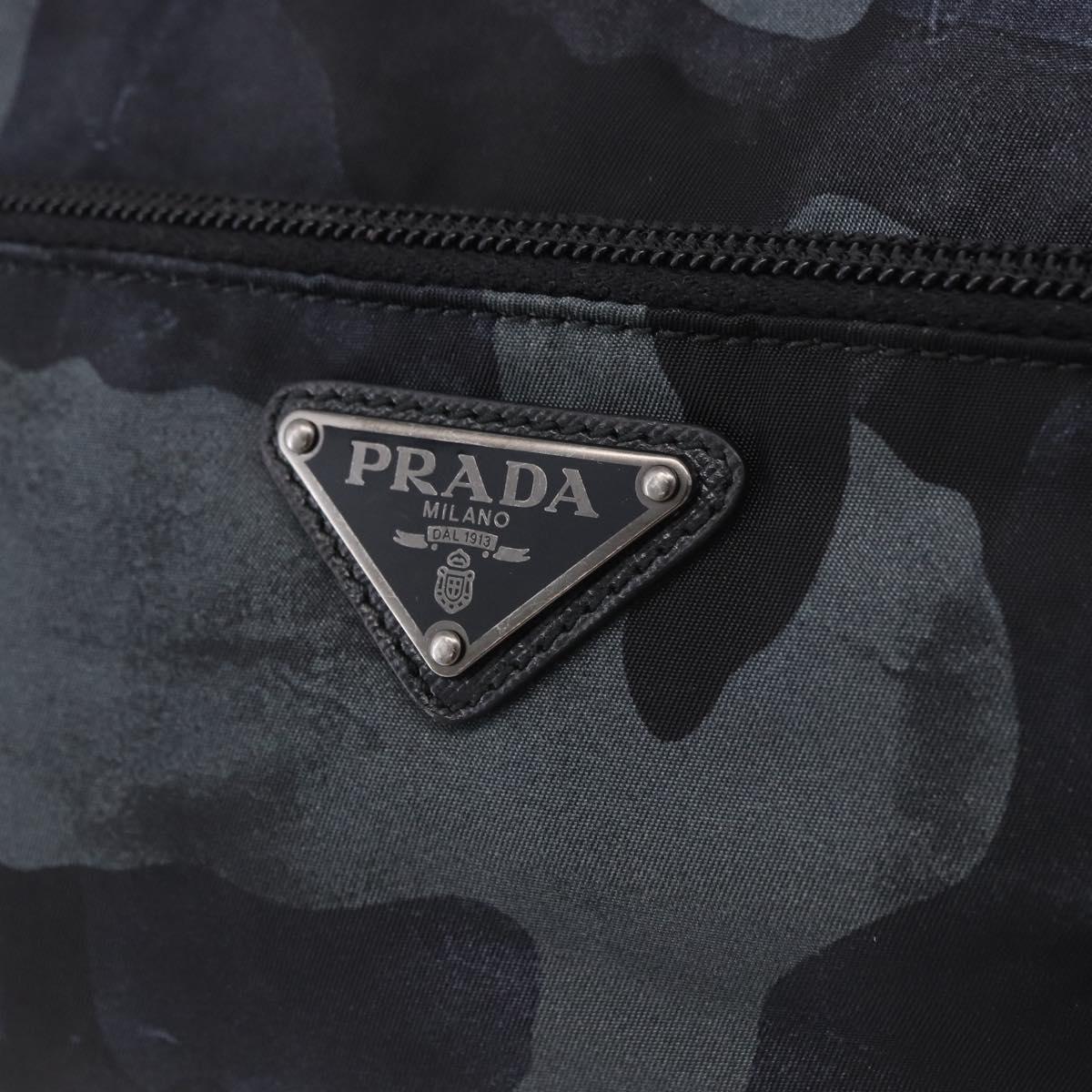 PRADA Clutch Bag Nylon Navy Silver Auth hk4058