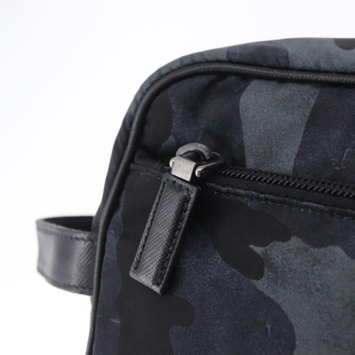 PRADA Clutch Bag Nylon Navy Silver Auth hk4058