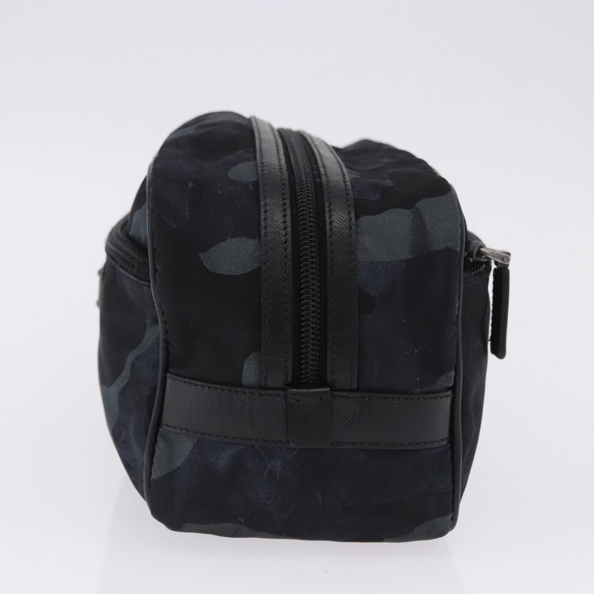 PRADA Clutch Bag Nylon Navy Silver Auth hk4058