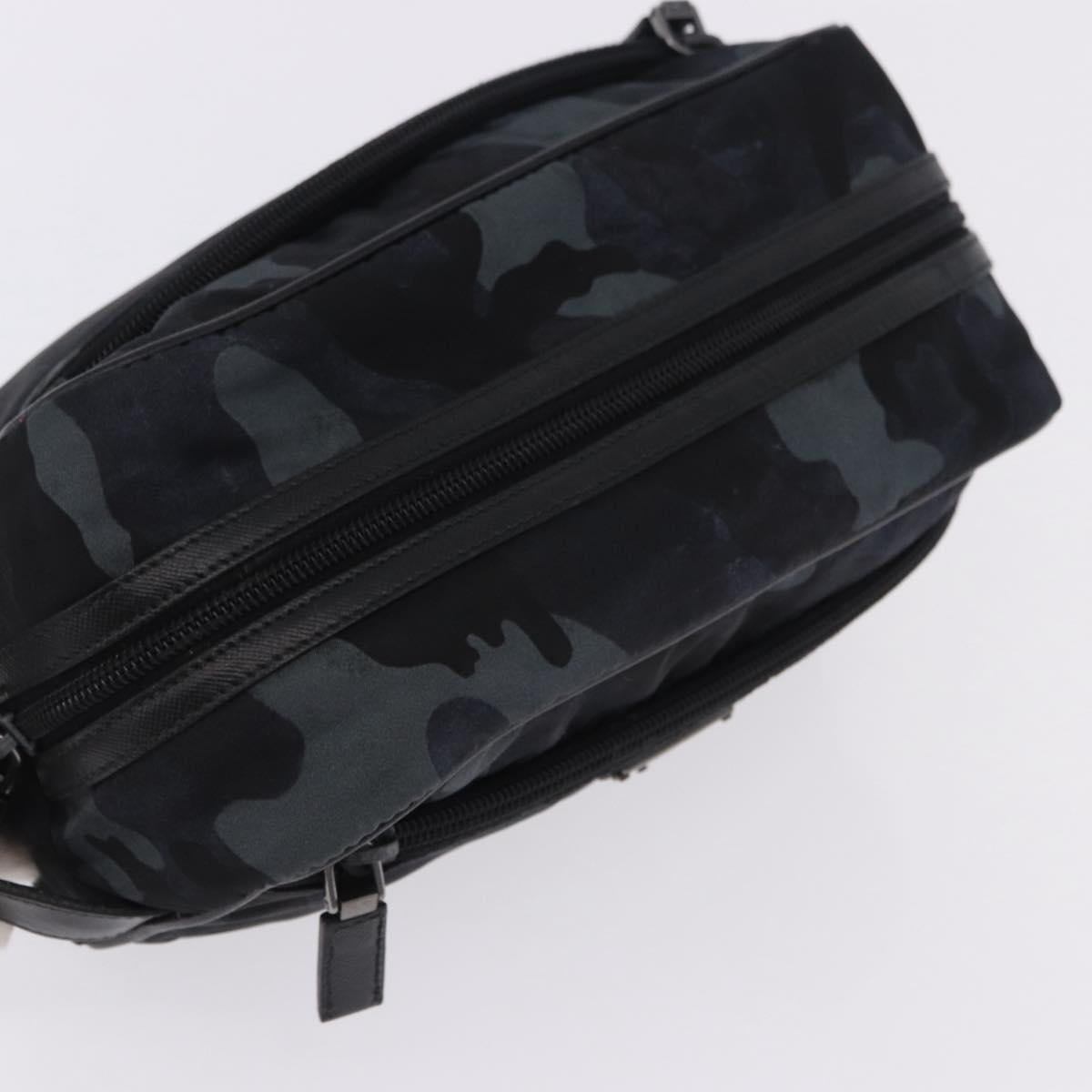 PRADA Clutch Bag Nylon Navy Silver Auth hk4058
