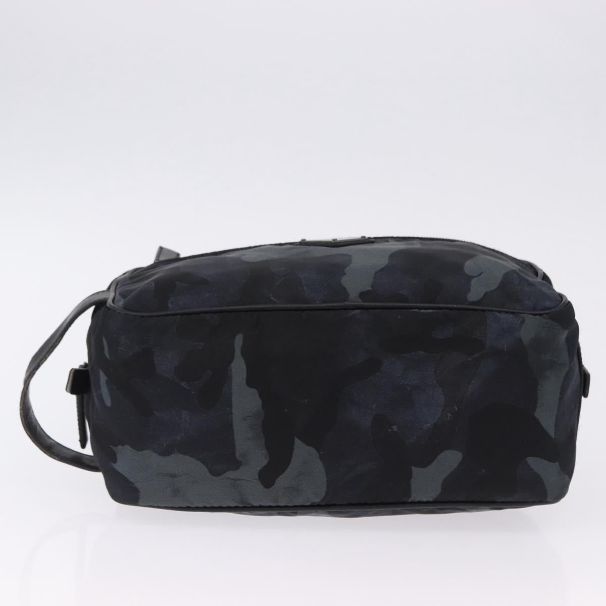 PRADA Clutch Bag Nylon Navy Silver Auth hk4058