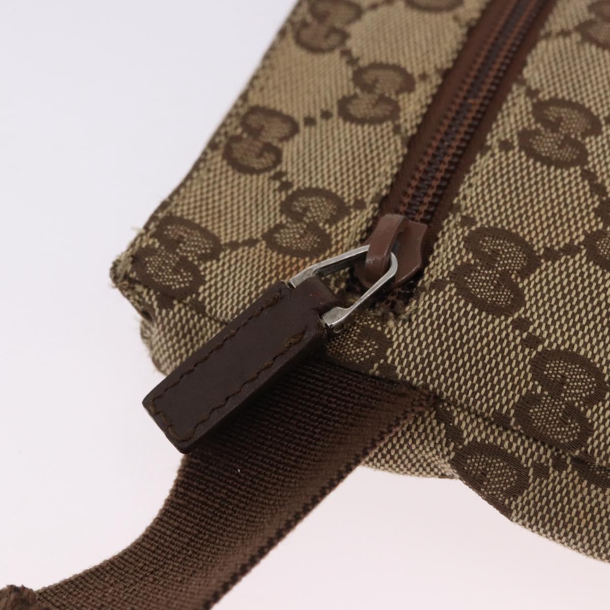 GUCCI GG Canvas Waist Bag Beige Silver 018 1621 Auth hk4059
