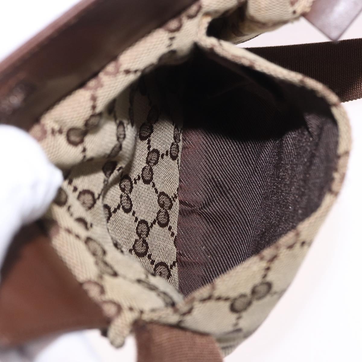 GUCCI GG Canvas Waist Bag Beige Silver 018 1621 Auth hk4059