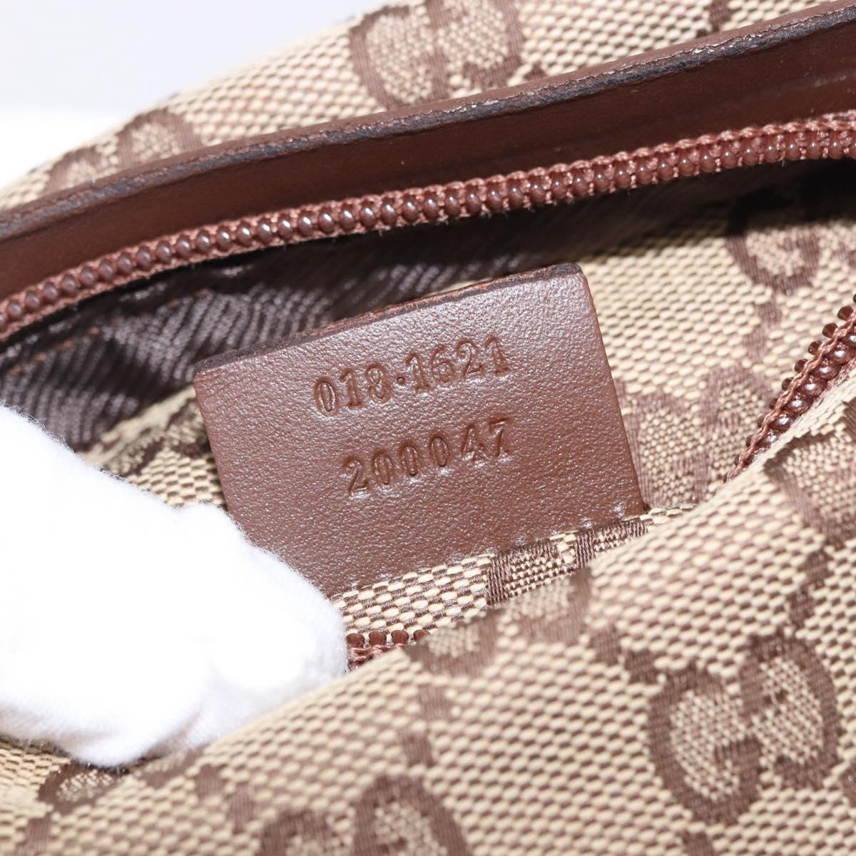 GUCCI GG Canvas Waist Bag Beige Silver 018 1621 Auth hk4059