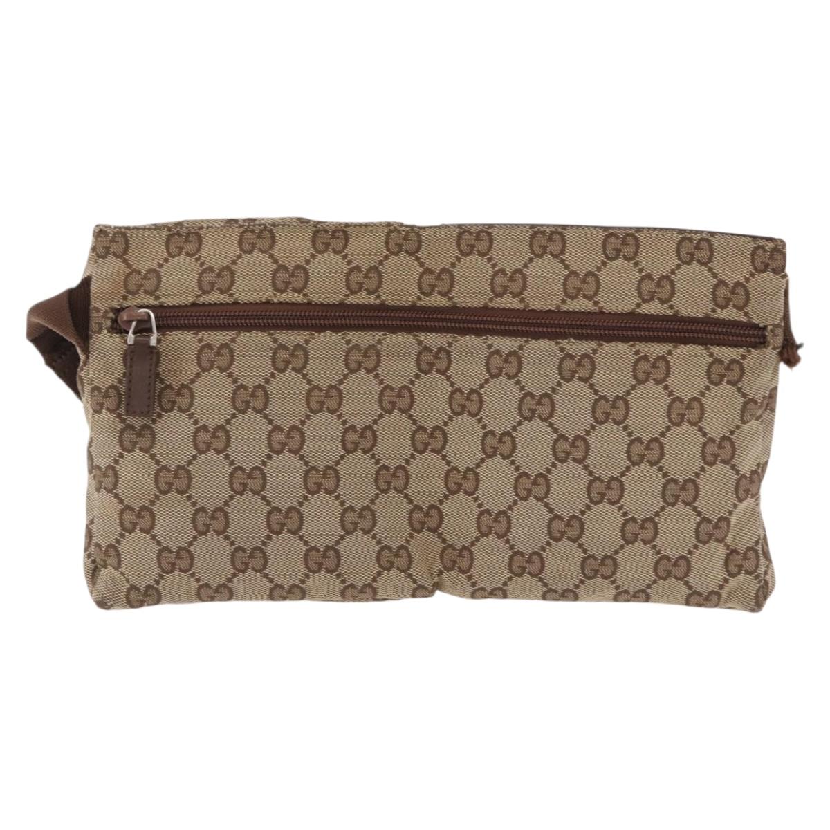 GUCCI GG Canvas Waist Bag Beige Silver 018 1621 Auth hk4059