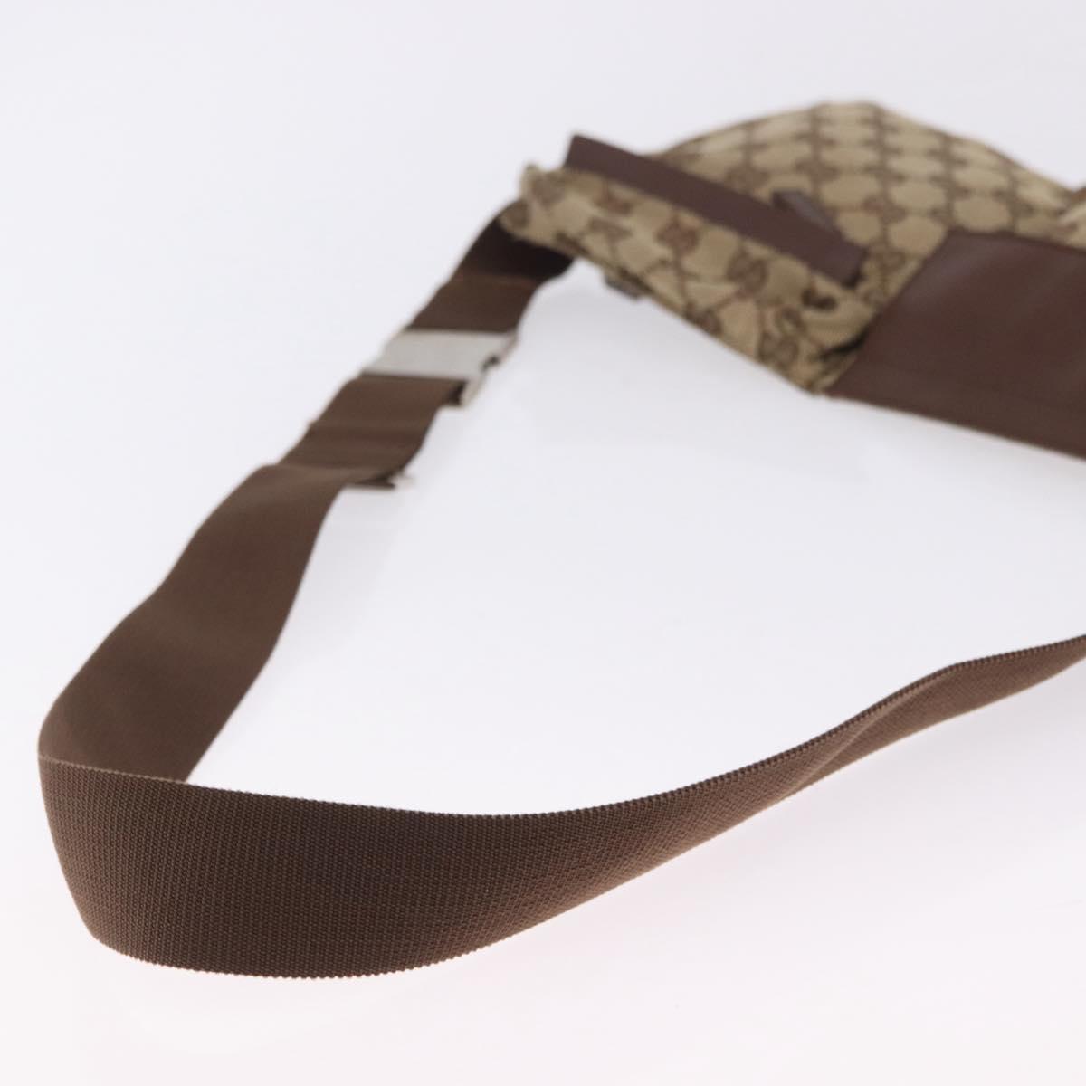 GUCCI GG Canvas Waist Bag Beige Silver 018 1621 Auth hk4059
