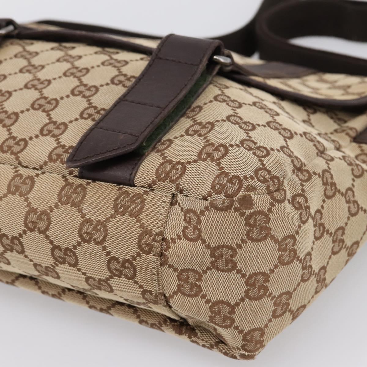 GUCCI GG Canvas Shoulder Bag Beige Silver 145859 Auth hk4060