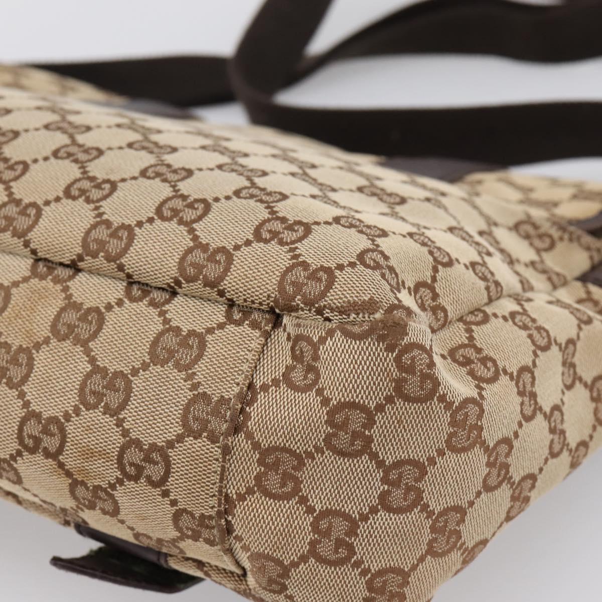 GUCCI GG Canvas Shoulder Bag Beige Silver 145859 Auth hk4060