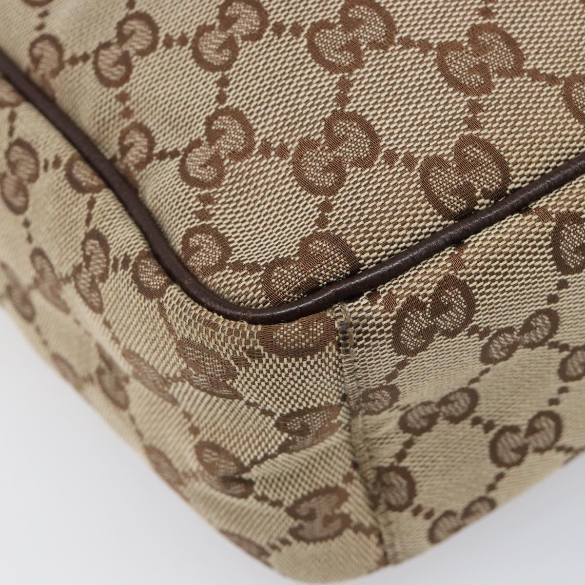 GUCCI GG Canvas Shoulder Bag Beige Silver 122759 Auth hk4061