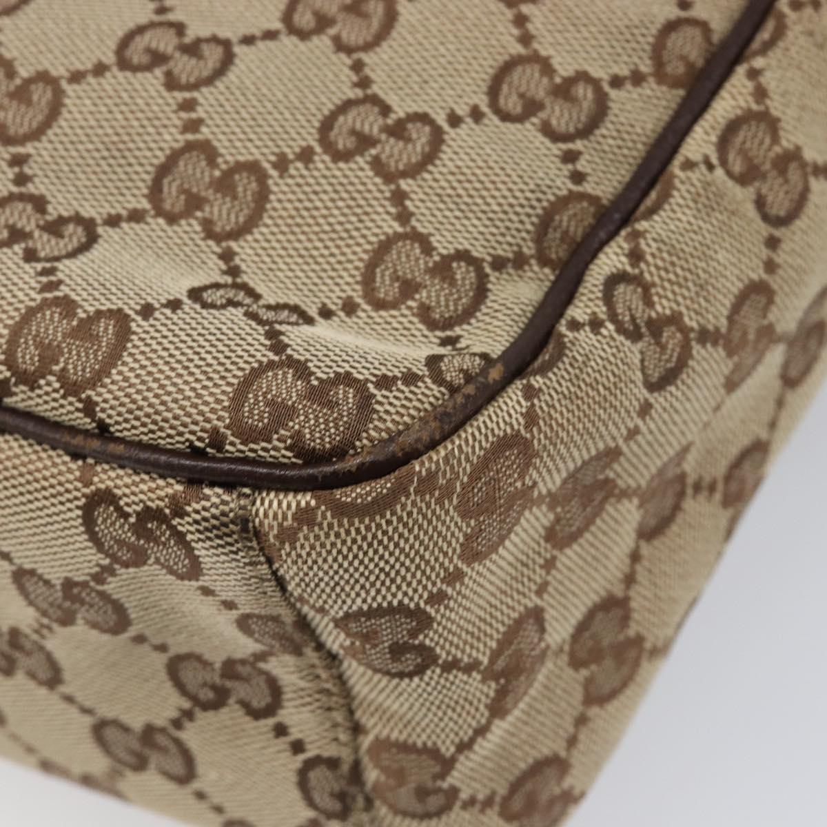 GUCCI GG Canvas Shoulder Bag Beige Silver 122759 Auth hk4061