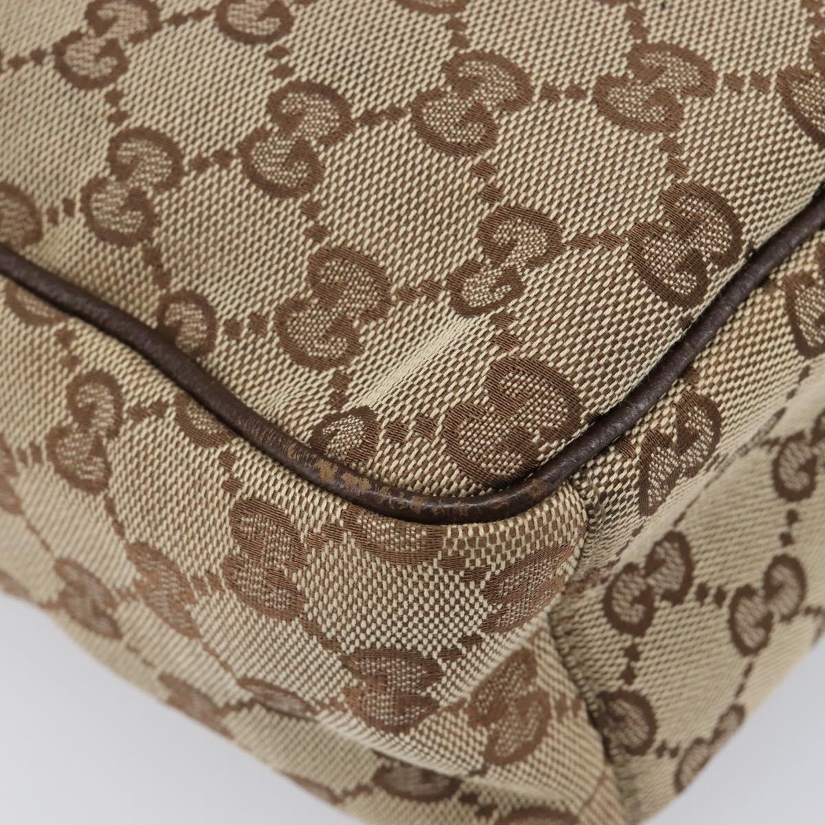 GUCCI GG Canvas Shoulder Bag Beige Silver 122759 Auth hk4061