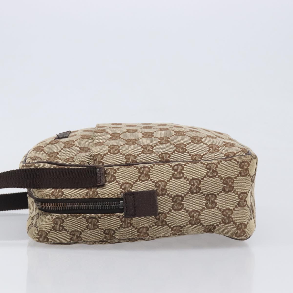 GUCCI GG Canvas Shoulder Bag Beige Silver 122759 Auth hk4061