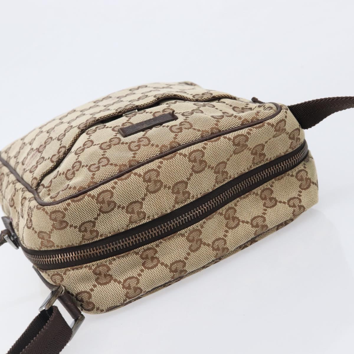 GUCCI GG Canvas Shoulder Bag Beige Silver 122759 Auth hk4061