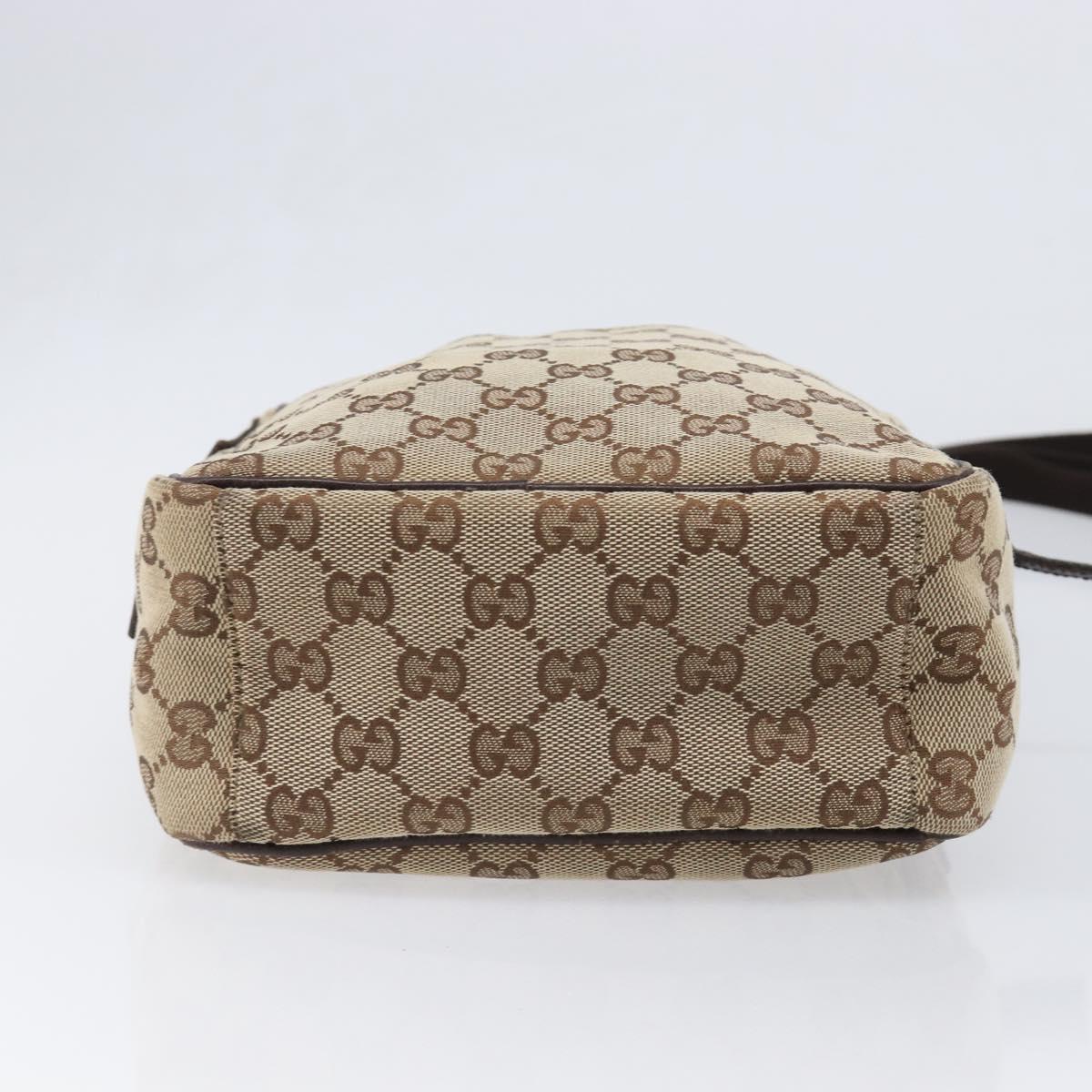 GUCCI GG Canvas Shoulder Bag Beige Silver 122759 Auth hk4061