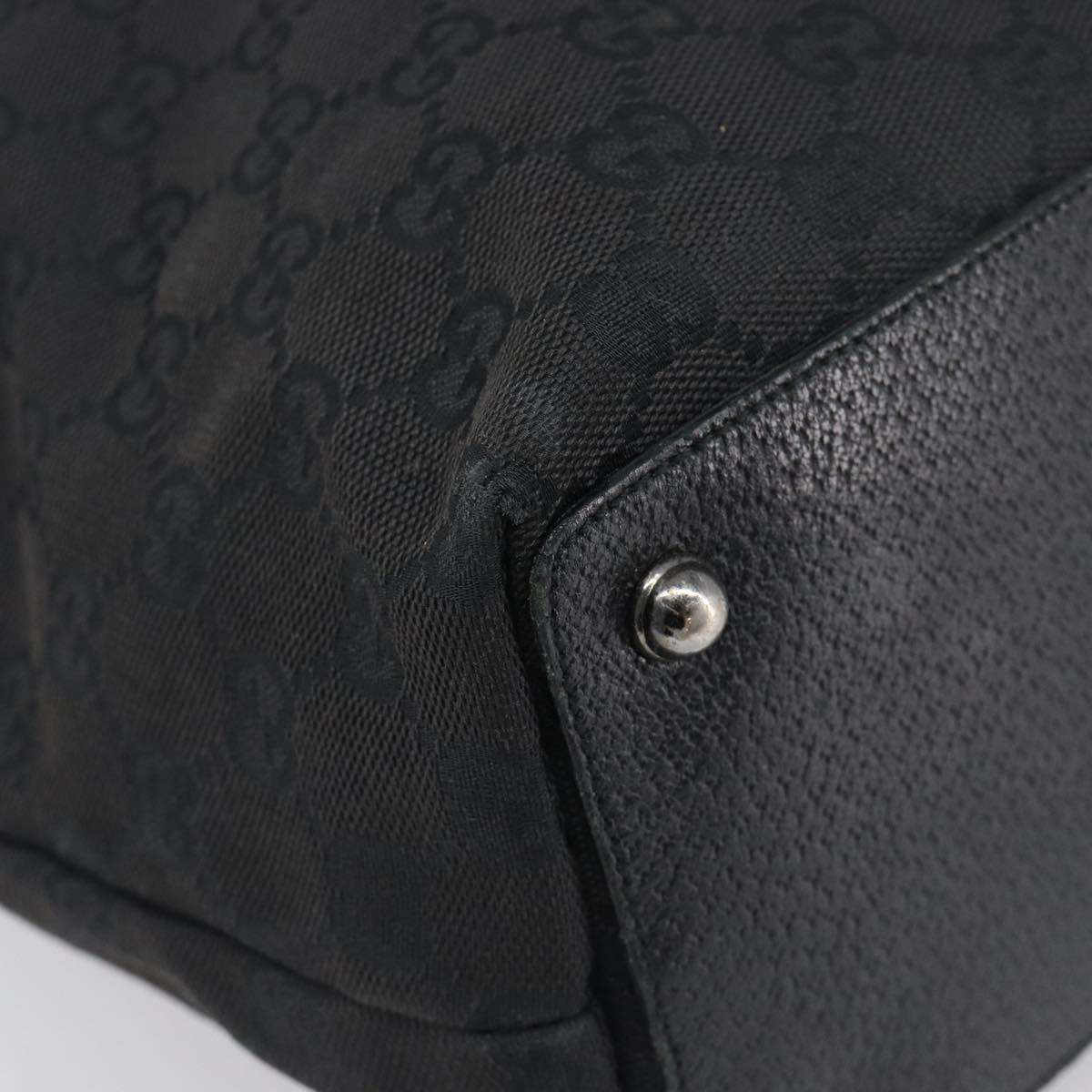GUCCI GG Canvas Tote Bag Black Silver 120836 Auth hk4062