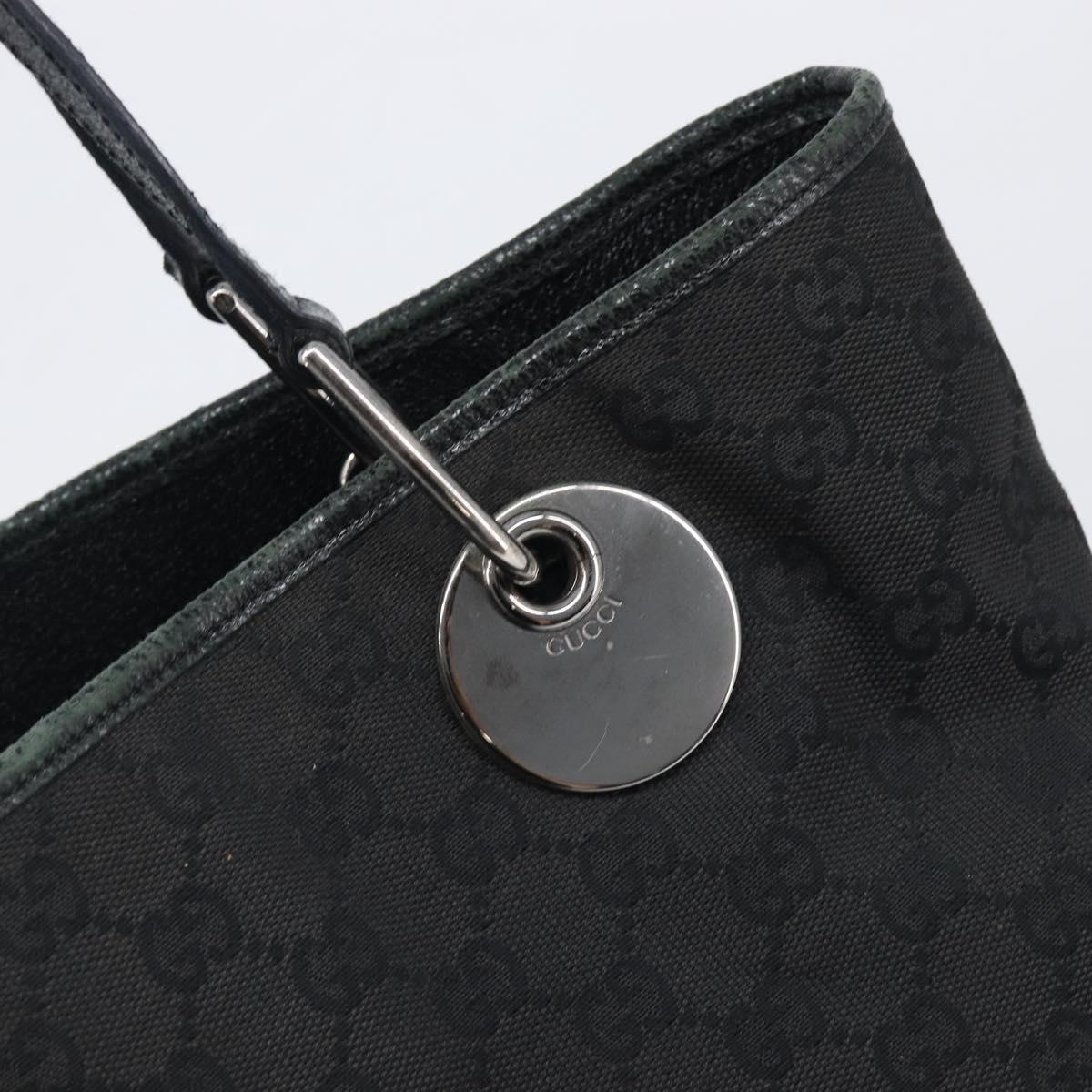 GUCCI GG Canvas Tote Bag Black Silver 120836 Auth hk4062